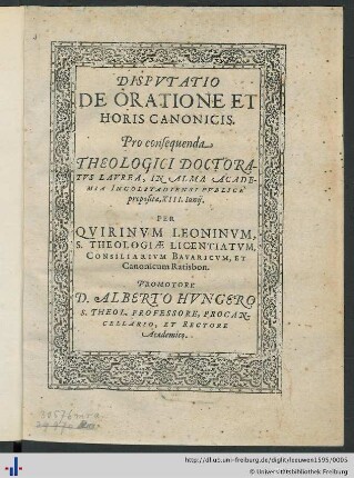 DISPVTATIO DE ORATIONE ET HORIS CANONICIS