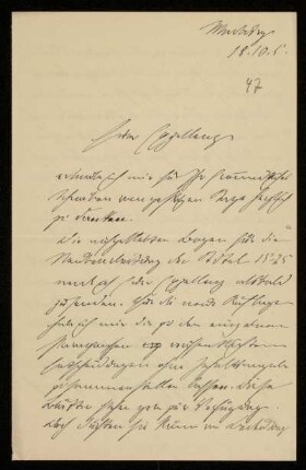47: Brief von Fritz André an Gottlieb Planck, Marburg, 18.10.1905