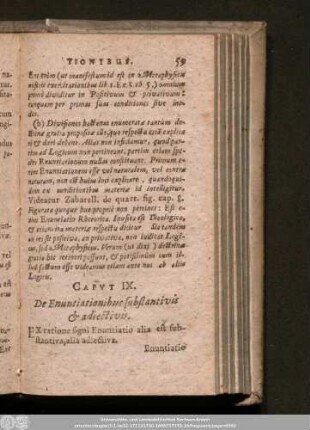 Caput IX. De Enuntiationibus substantivis & adiectivis.