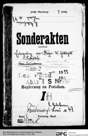 Enteignung von Flächen des Gutsbezirks Fredersdorf, Kr. Niederbarnim