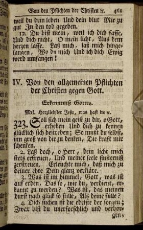 IV. Von den allgemeinen Pflichten der Christen gegen Gott.