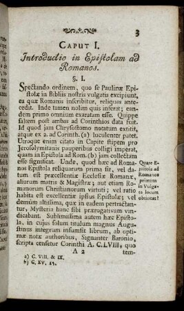 Caput I. Introductio in Epistolam ad Romanos. - Caput IV. Introductio in Epistolam ad Galatas.