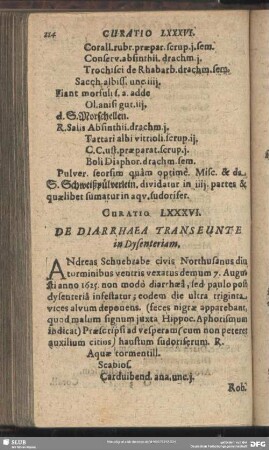 Curatio LXXXVI. [Curatio LXXXIX.] De Diarrhaea Transeunte in Dysenteriam