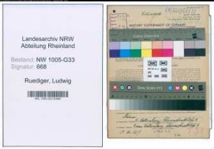 Entnazifizierung Ludwig Ruediger , geb. 10.12.1887 (Lehrer)