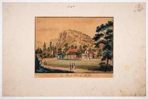Die Kaltwasser-Heilanstalt Buschbad (Meißen-Buschbad) unterhalb des Götterfelsens im Triebischtal südwestlich von Meißen