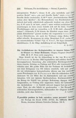 396 [Rezension] Hellmann, Oskar, Die Archidiakone des Kollegiatsstiftes zu unserer lieben Frau in Glogau