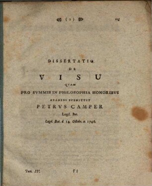 Diss. de visu : [hab. Lugd. B. 1746]