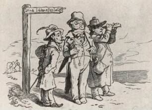 Adrian Ludwig Richter (1803-1884). Wegweiser "Nach Schlaraffenland". Aus: Ludwig Bechsteins Märchenbuch