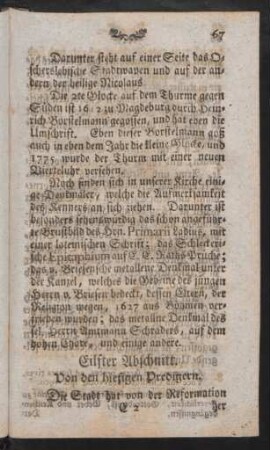Eilfter Abschnitt. Von den hiesigen Predigern.
