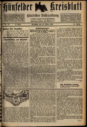 Zweite Ausgabe vom Samstag, den 23. März 1929.