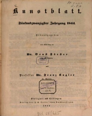 Morgenblatt für gebildete Leser. Kunstblatt. 25. 1844