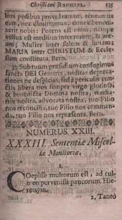 Numerus XXIII. XXXIII. Sententiae Miscelle Monitoriae.