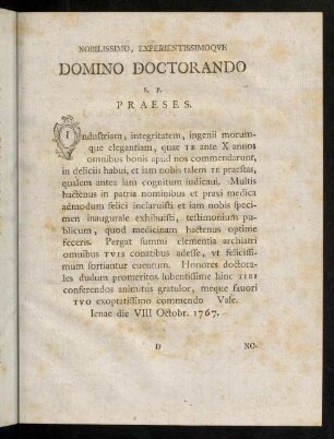 25, Nobilissimo, Experientissimoque Domino Doctorando ...