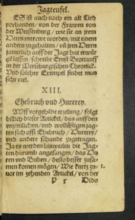 XIII. Ehebruch und Hurerey.