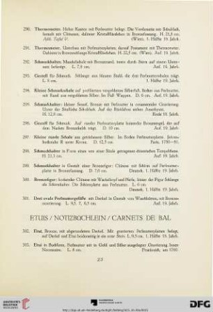 Etuis, Notizbüchlein, Carnets de Bal, Optische Instrumente, Schmuck, Verschiedenes (Nr. 302-376)