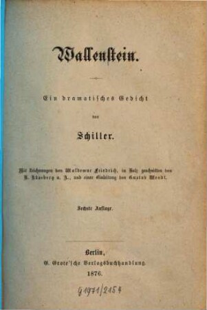 Schiller's Werke. 5, Wallenstein