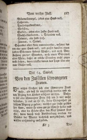 Das 64. Capitel. Von den Zufällen schwangerer Frauen. - Das 66. Capitel. Von den Zuständen der Weiber, nach der Geburth.