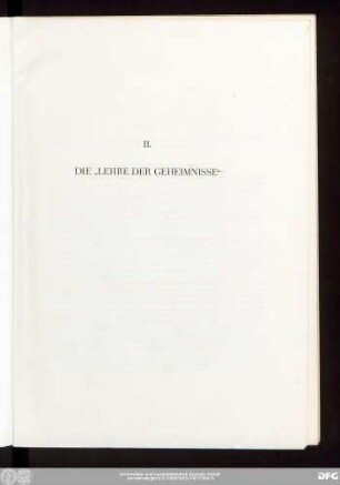 II. Die "Lehre Der Geheimnisse"