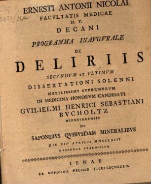 De deliriis, Progr. II. et ult.