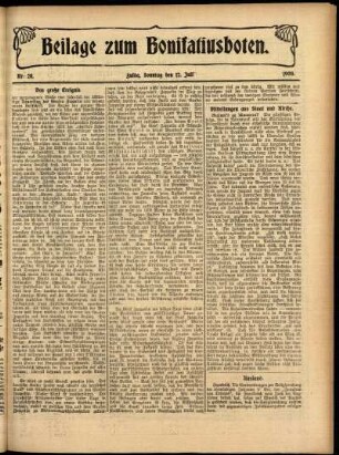 Zweite Ausgabe vom Sonntag, den 12. Juli 1908.