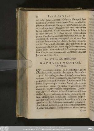 Epistola XI. Mediolanum. Raphaeli Montorfano suo.