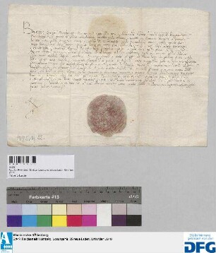 Markgräfin Barbara von Mantua ("marchionissa Mantue") stellt der Stadt Nürnberg Quittung aus über 1000 fl. von Markgraf Johann von Brandenburg ererbtes Leibgeding.