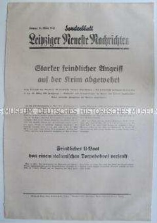Sonderblatt der "Leipziger Neuesten Nachrichten" zum Kriegsverlauf auf der Krim, in Nordafrika und Westdeutschland