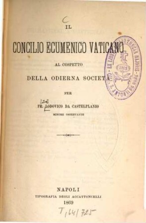 Il Concilio ecumenico vaticano al cospetto della odierna società