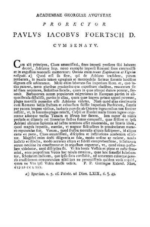 ACADEMIAE GEORGIAE AVGVSTAE P R O R E C T O R PAVLVS IACOBVS FOERTSCH D. C V M SENAT V.