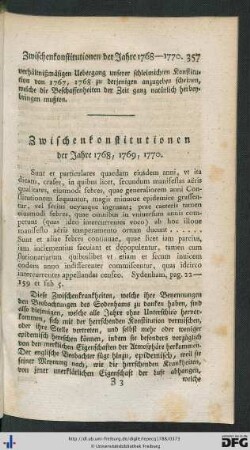 Zwischenkonstitutionen der Jahre 1768, 1769, 1770.