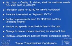 Tractor Transmission: Conclusions