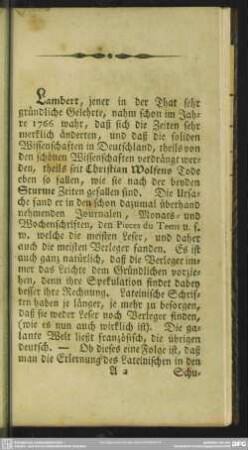 [Gedanken über die schönen und soliden Wissenschaften]