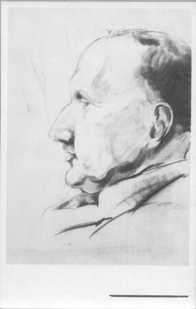 Porträt eines älteren Mannes im Profil : Porträt eines älteren Mannes im Profil. Kohlezeichnung (1938; E. Richter), entstanden in Ankara