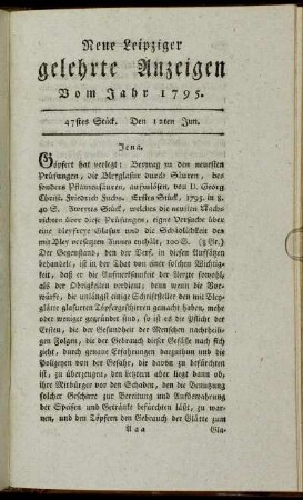 47stes Stück. Den 12ten Jun.