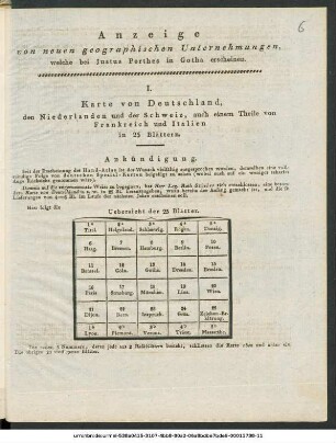 Anzeige von neuen geographischen Unternehmungen, welche bei Justus Perthes in Gotha erscheinen