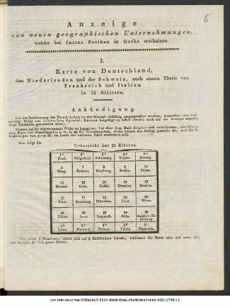 Anzeige von neuen geographischen Unternehmungen, welche bei Justus Perthes in Gotha erscheinen