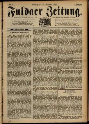 Zweite Ausgabe vom Sonntag, den 23. November 1890.