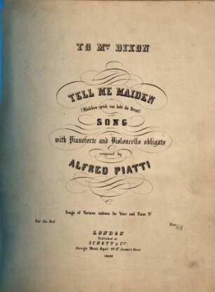 Tell me maiden : song with pianoforte and violoncello obligato