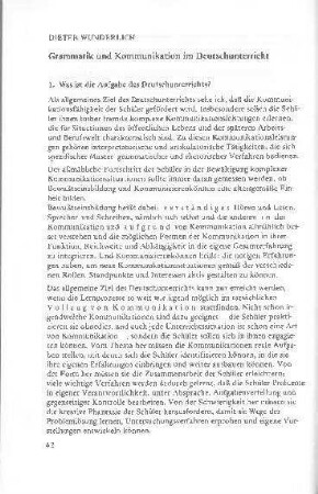 Grammatik und Kommunikation im Deutschunterricht