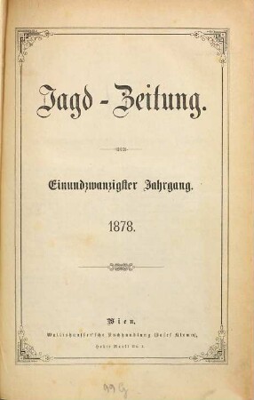 Jagd-Zeitung. 21, 21. 1878