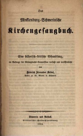 Das Mecklenburg-Schwerinsche Kirchengesangbuch