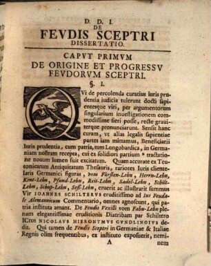 Diss. iur. feud. de feudis sceptri, vulo Scepter-Lehen