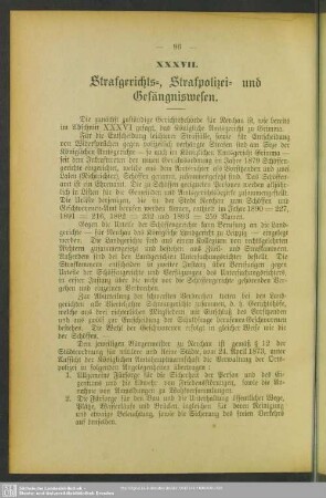 XXXVII. Strafgerichts-, Strafpolizei- und Gefängniswesen