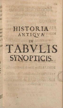 Historia Antiqva In Tabvlis Synopticis.
