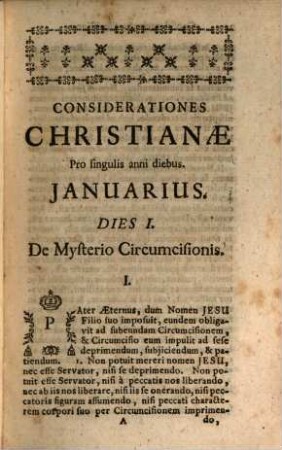 Considerationes Christianæ Pro Singulis Anni Diebus, 1. Complectens Januarium, Februarium, Martium