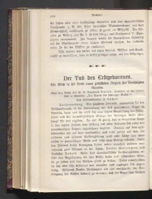 Der Tod des Erstgeborenen. Ein Blick in die Seele eines gebildeten Negers der Uereinigten Staaten
