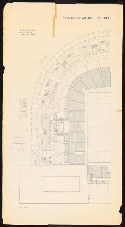 Fußballstadion in der Kongresshalle, Nürnberg: Grundriss EG (Unterring) (linke Hälfte) 1:200