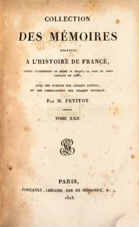 Collection des mémoires relatifs à l'histoire de France, 22. Mémoires de Richelieu, Tome II