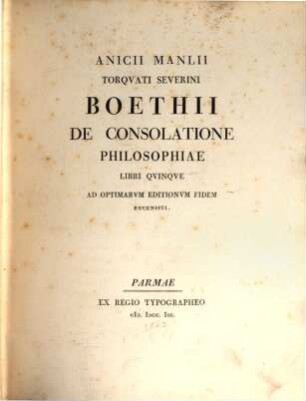 De Consolatione Philosophiae libri quinque