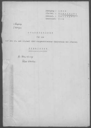 Tieringen-Oberdigisheim mit Diaspora: Pfarrbericht 1948